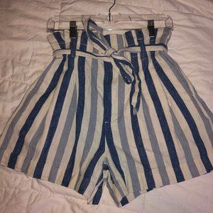 Madewell Blue & White Stripped Paperbag Shorts